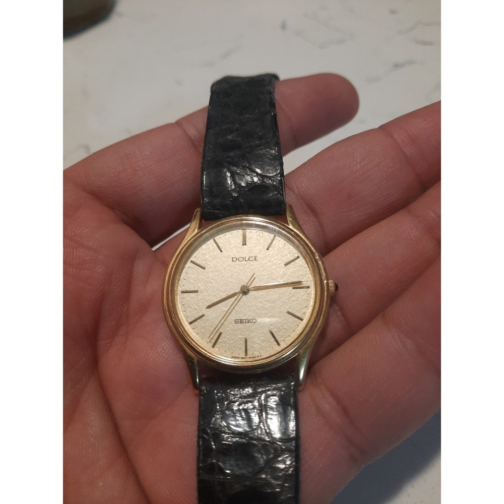 Vintage SEIKO Dolce 8N41-6060 Quartz Gold Dial Mens Watch JAPAN